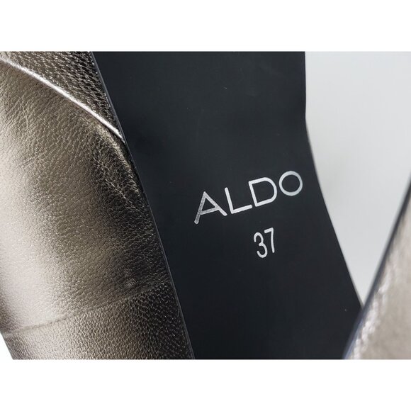 ALDO Womens Platform Peep Toe Heels Metallic Bronze Leather EUR 37/US 6.5-7 - Picture 7 of 10